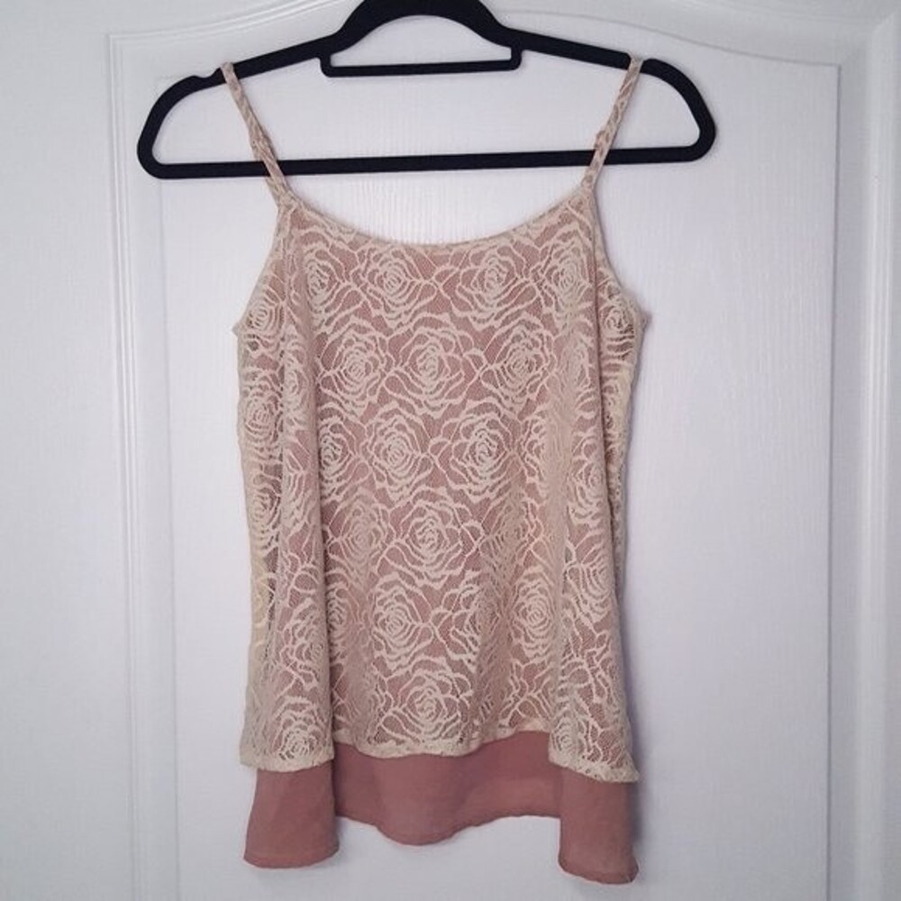 Hem & Thread Sheer and Lace Floral Tank Top